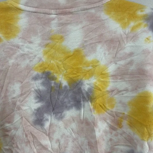 Vans Women's Tie Dye Cropped Sweatshirt XS Elastic Cuff Yellow Pink Purple Skate - Picture 7 of 9